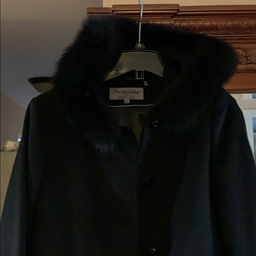 Macy’s Forecaster Black Fox trimmed Hooded Coat